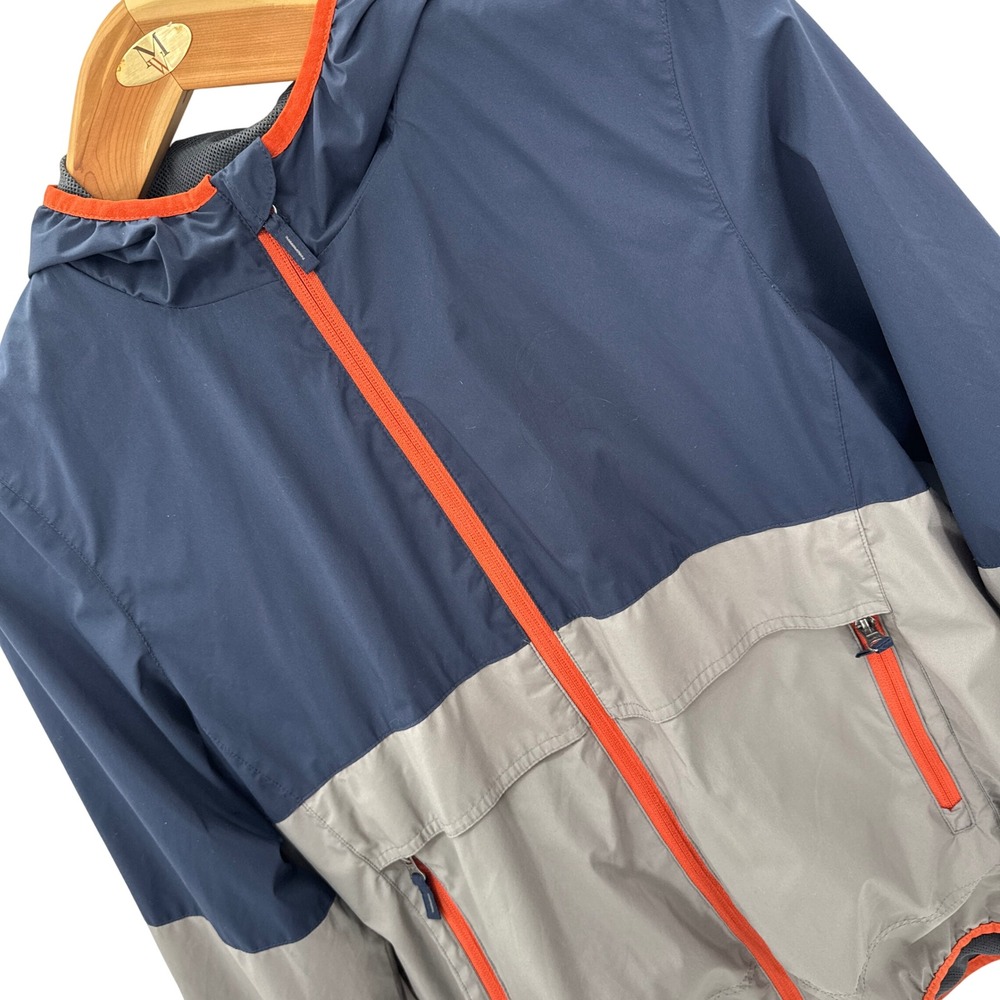 Free Country Windbreaker Jacket Womens XL‎ Navy Grey Orange Colorblock Hooded